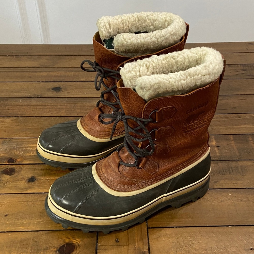 Sorel Caribou Mens Waterproof Winter Snow Boots Brown Leather NM1481-256 Size 11